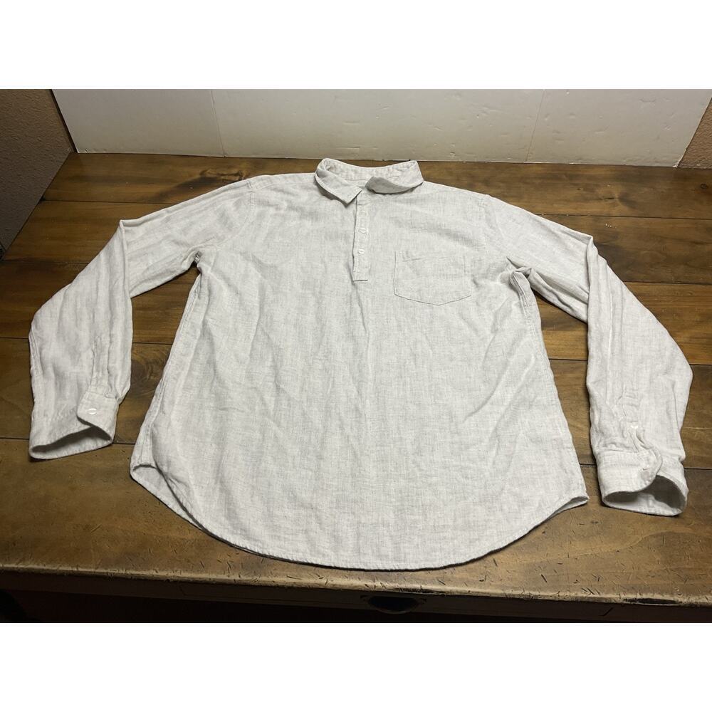 Outerknown Shirt Mens XL Gray Button Up Organic Popover Workwear Travel